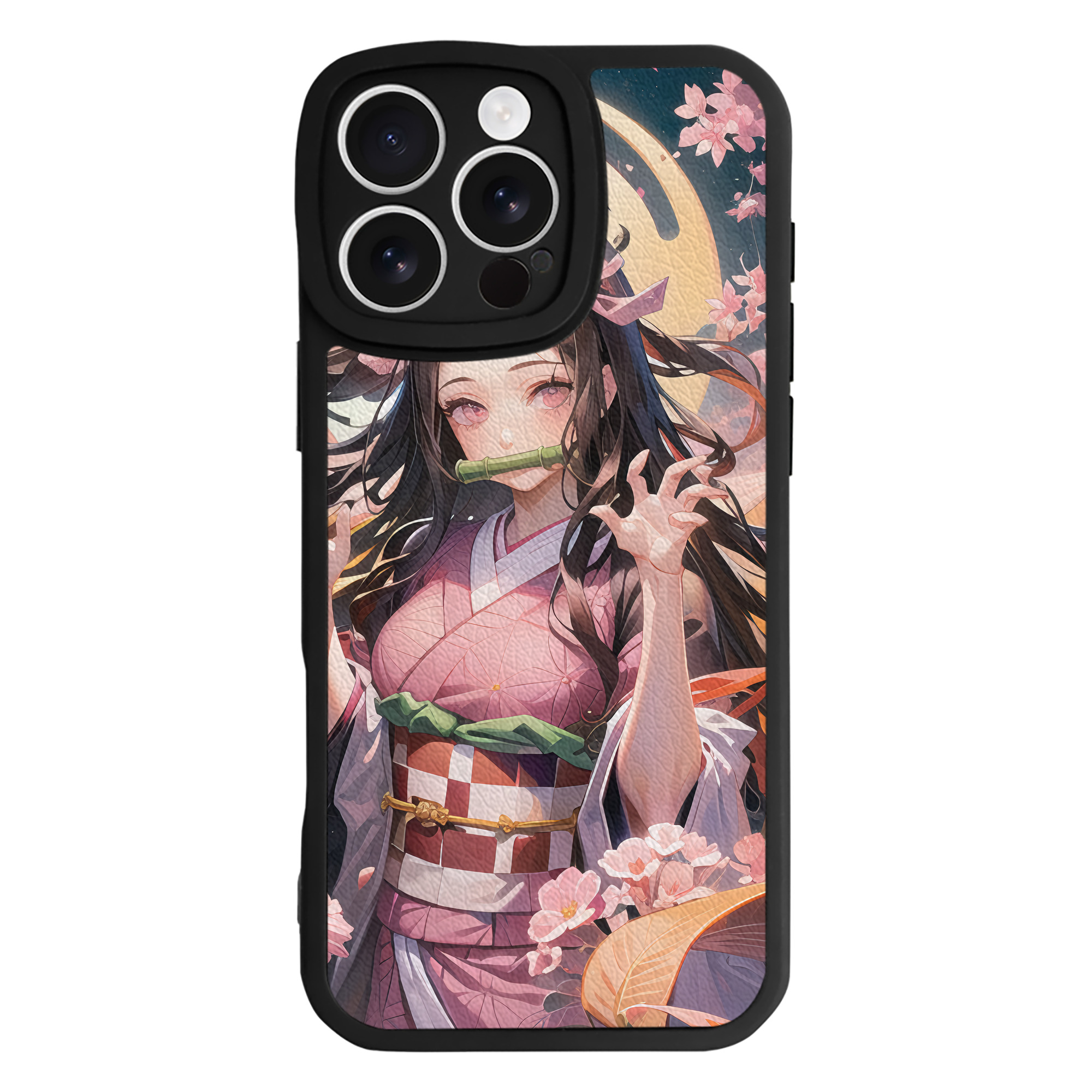 （画像用） 鬼滅の刃（きめつのやいば）竈門 禰󠄀豆子／かまど ねずこ Kamado Nezuko 【iPhone 16シリーズ対応】シリコンスマホケース（レザー調） 材質：シリコン